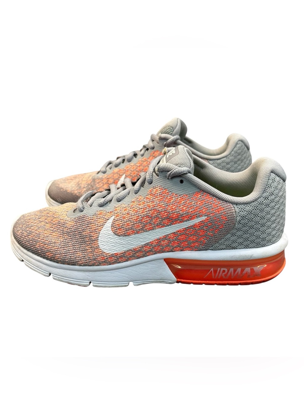 Nike Air Max Sequent 2 Gray Orange Running Shoes 852465-005 Women's Size 7.5